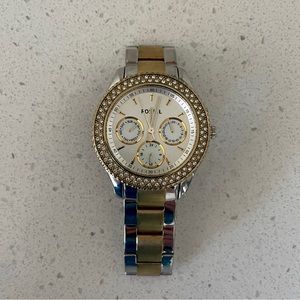 Fossil Sport Multifunction Watch Two-Tone - Gold Silver Swarovski Crystals